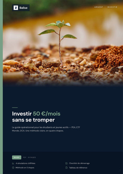 Couverture du guide PDF Balise — Investir 50 euros par mois sans se tromper