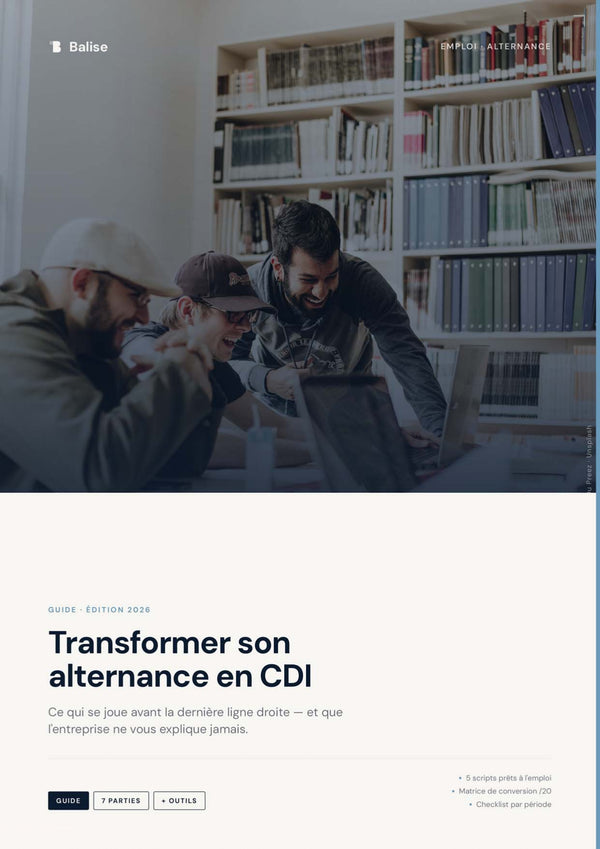 Couverture du guide PDF Balise — Transformer son alternance en CDI